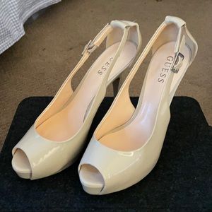Guess Nude Patent Slingback Heels 👠 Size 8 1/2